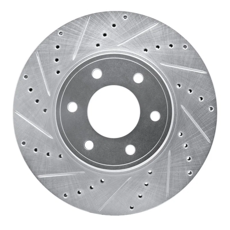 R1 Concepts 631-47069L, R1 06-09 Chevrolet Trailblazer Front Left Drilled & Slotted Silver Brake Rotor