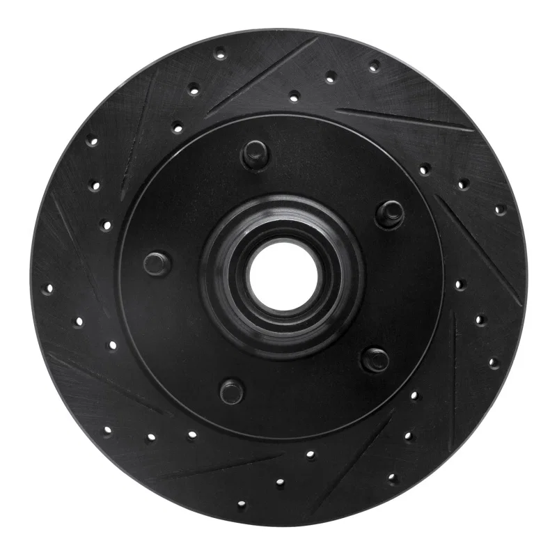 R1 Concepts 633-54130L, R1 94-03 Ford E-150 Econoline Front Left Drilled & Slotted Black Brake Rotor
