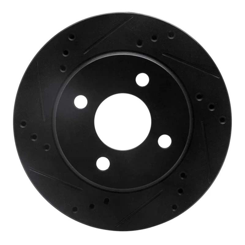 R1 Concepts 633-40015L, R1 95-96 Dodge Neon (USA/Canada) Front Left Drilled & Slotted Black Brake Rotor