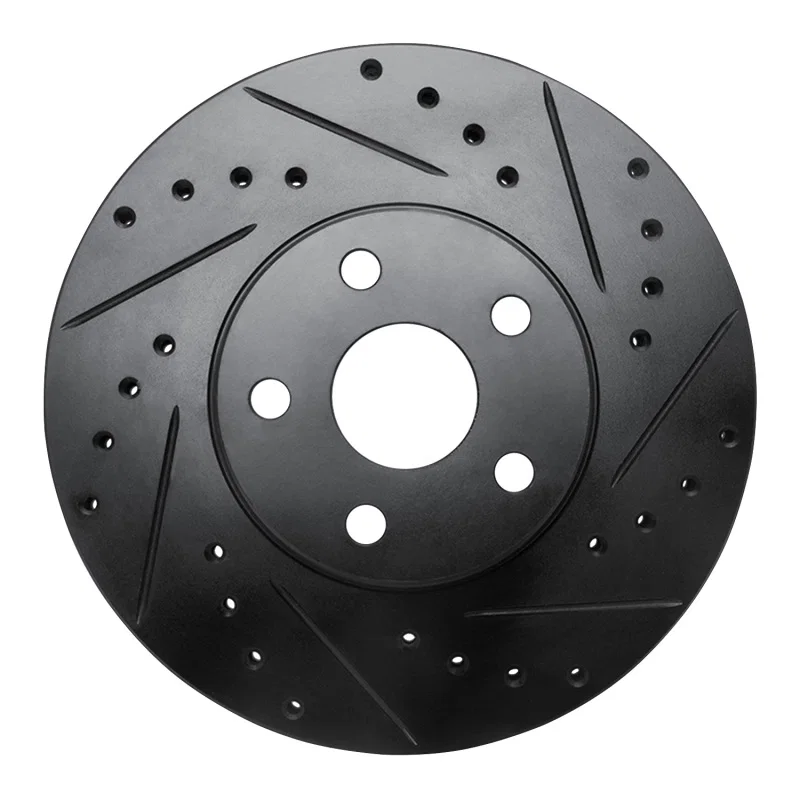 R1 Concepts 633-76042R, R1 87-91 Lexus ES250 Front Right Drilled & Slotted Black Brake Rotor