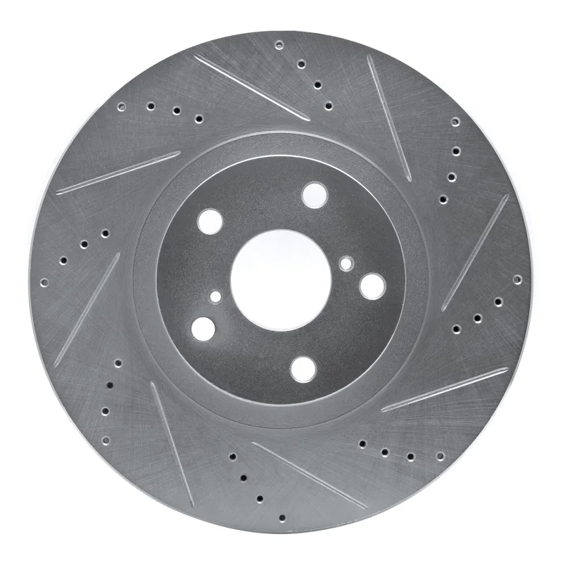R1 Concepts 631-76063D, R1 93-98 Toyota Supra Right Front Drilled & Slotted Silver Brake Rotor