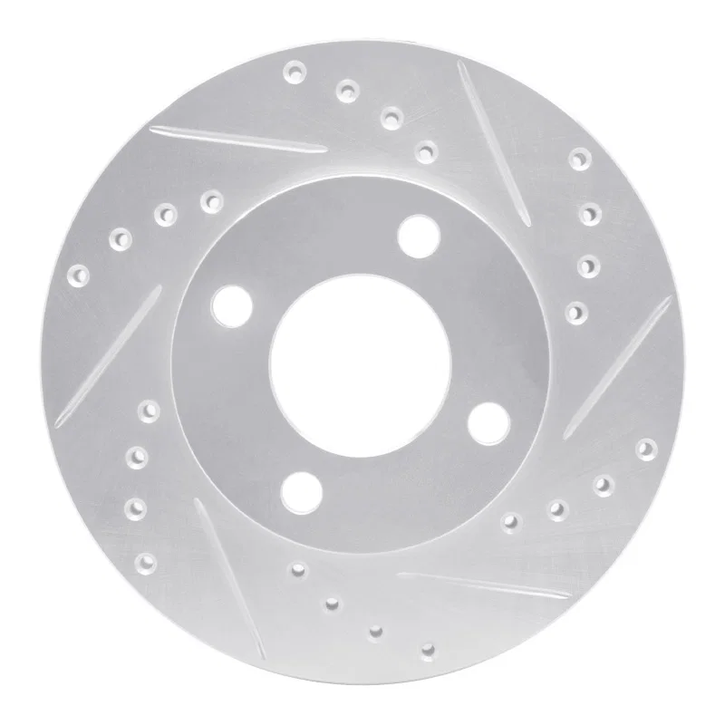 R1 Concepts 631-73005R, R1 84-87 Audi Coupe Front Right Drilled & Slotted Silver Brake Rotor