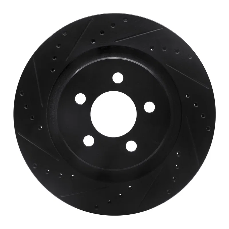 R1 Concepts 633-42021L, R1 11-12 Jeep Liberty Front Left Drilled & Slotted Black Brake Rotor