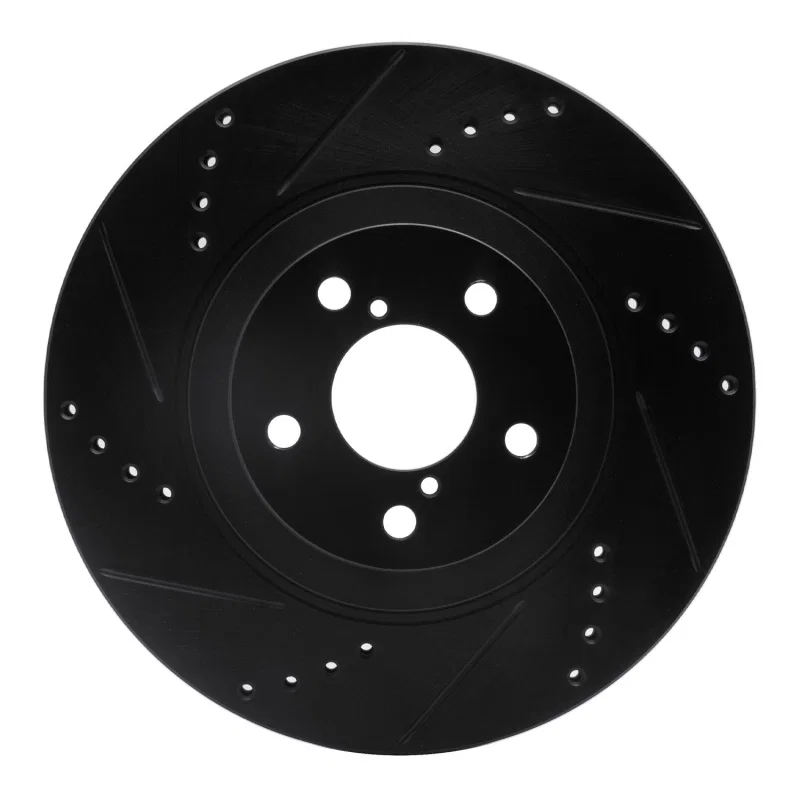 R1 Concepts 633-13034L, R1 04-25 Scion FR-S Front Left Drilled & Slotted Black Brake Rotor