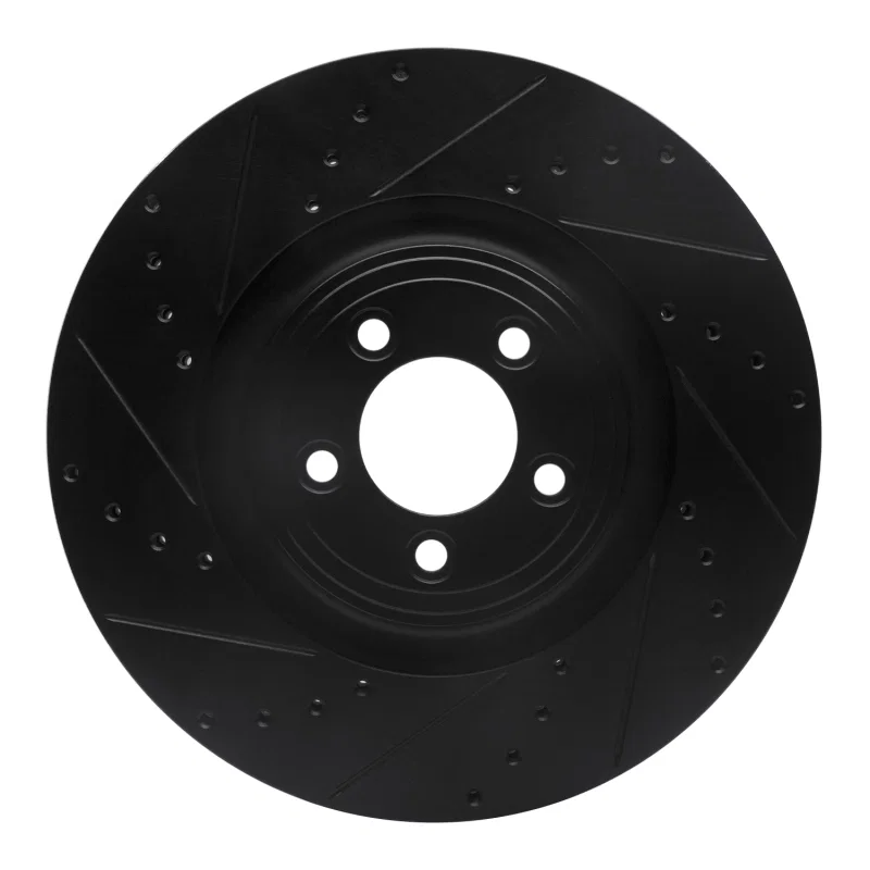 R1 Concepts 633-20020L, R1 06-21 Jaguar F-Type Front Left Drilled & Slotted Black Brake Rotor