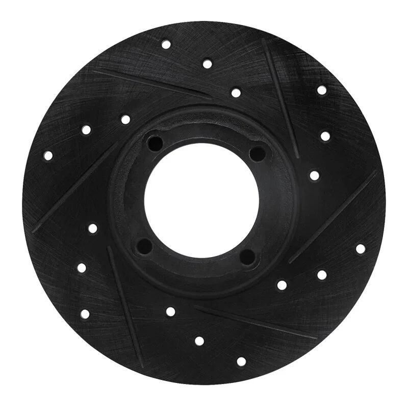 R1 Concepts 633-64001R, R1 63-79 Austin Healey Sprite Front Right Drilled & Slotted Black Brake Rotor