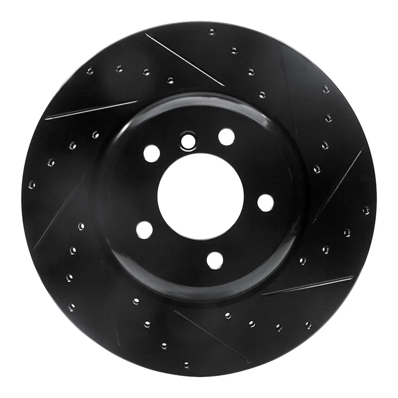 R1 Concepts 633-31063R, R1 04-10 BMW 650I Convertible Front Right Drilled & Slotted Black Brake Rotor