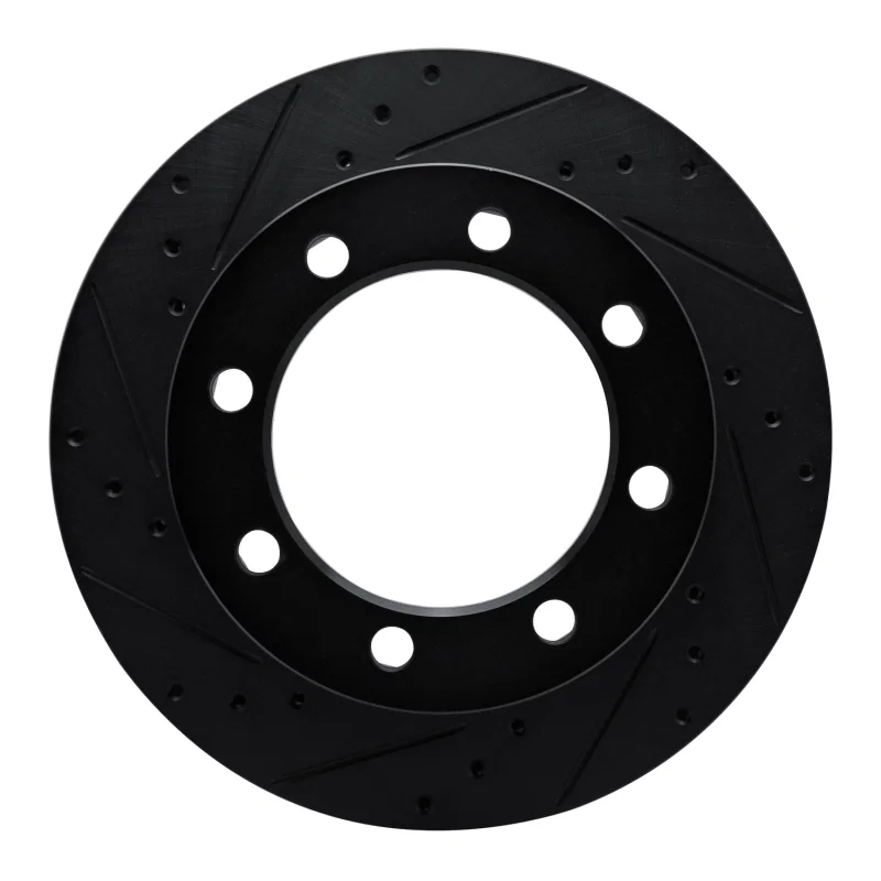 R1 Concepts 633-40047L, R1 80-93 Dodge W250 Front Left Drilled & Slotted Black Brake Rotor