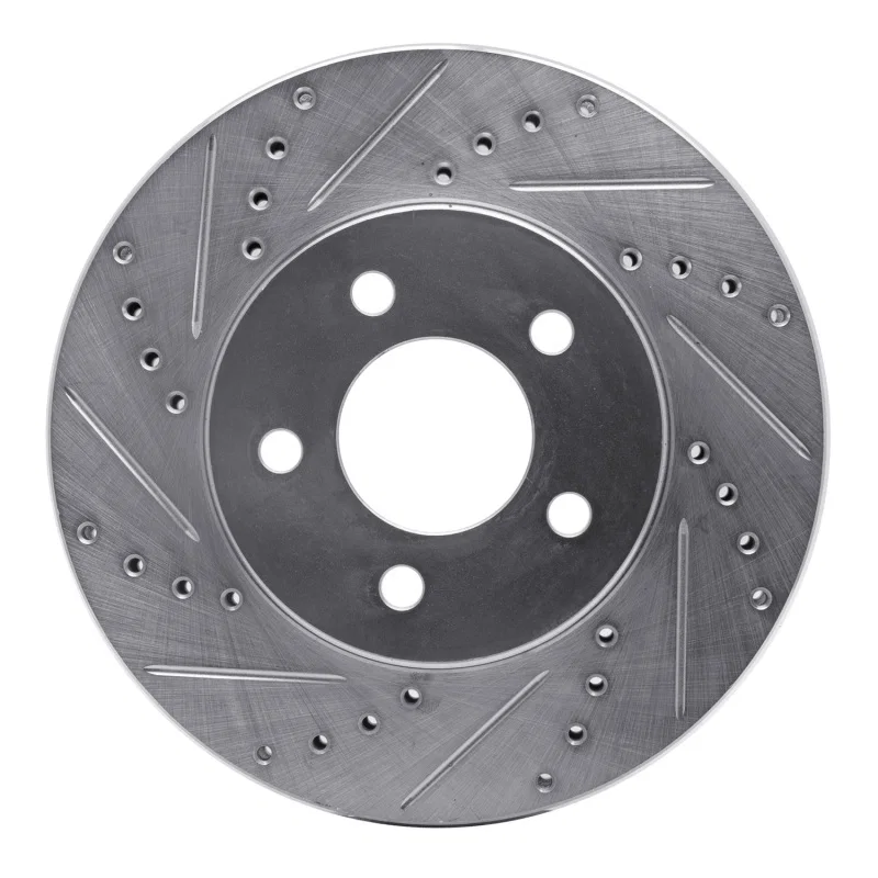R1 Concepts 631-54056L, R1 05-10 Ford Mustang Front Left Drilled & Slotted Silver Brake Rotor