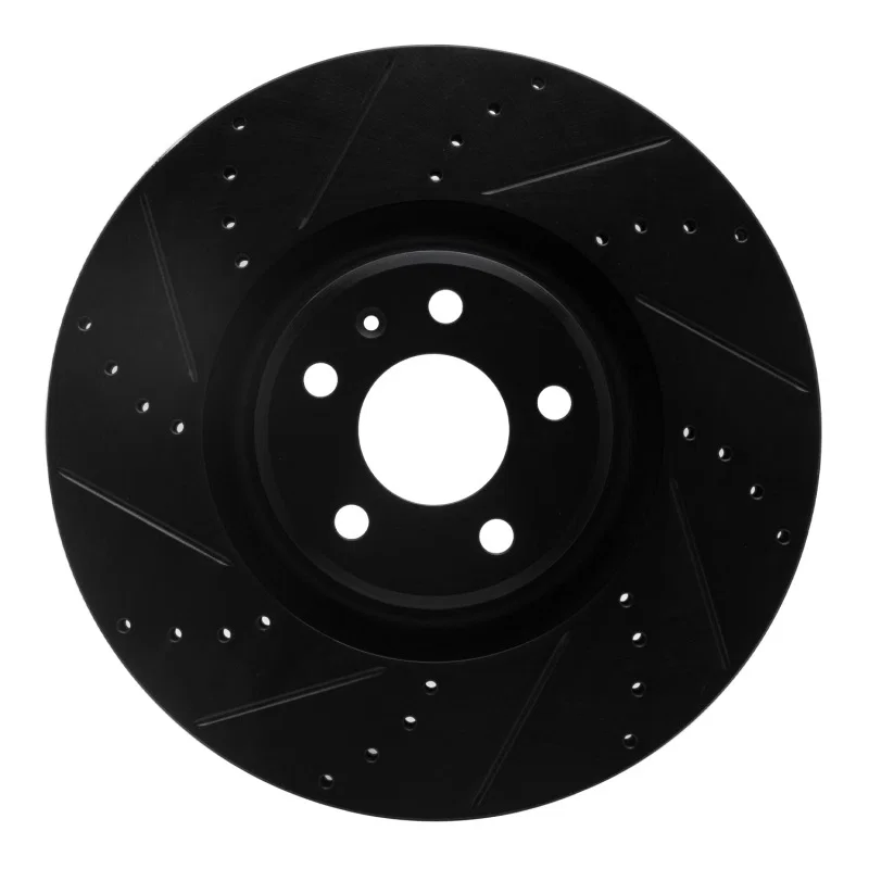 R1 Concepts 633-73064L, R1 12-18 Audi A7 Quattro Front Left Drilled & Slotted Black Brake Rotor