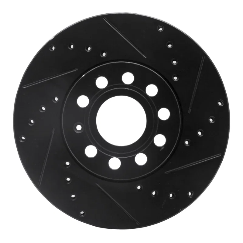 R1 Concepts 633-74028R, R1 05-25 Audi A3 (Mexico) Front Right Drilled & Slotted Black Brake Rotor