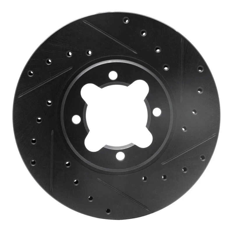 R1 Concepts 633-76013R, R1 82-85 Toyota Celica Front Right Drilled & Slotted Black Brake Rotor