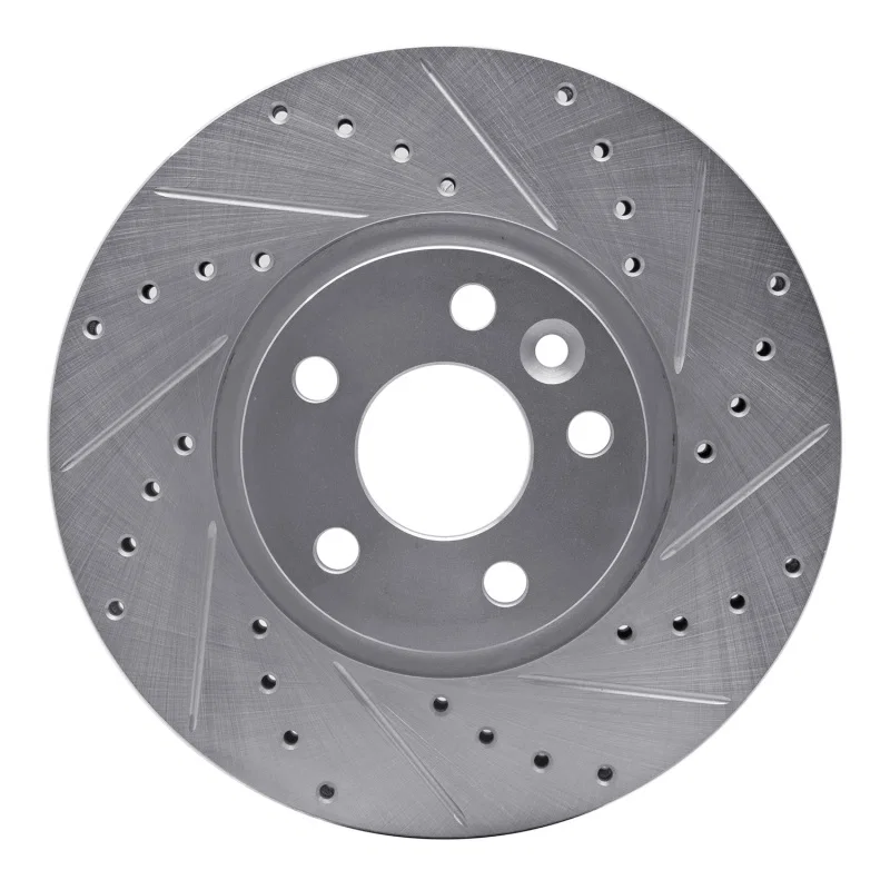 R1 Concepts 631-27041R, R1 07-18 Land Rover Range Rover Evoque Front Right Drilled & Slotted Silver Brake Rotor