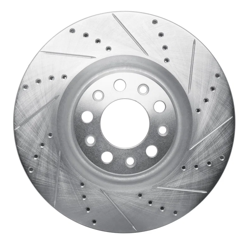 R1 Concepts 631-16012R, R1 2017-2025 Alfa Romeo Giulia Front Right Drilled & Slotted Silver Brake Rotor
