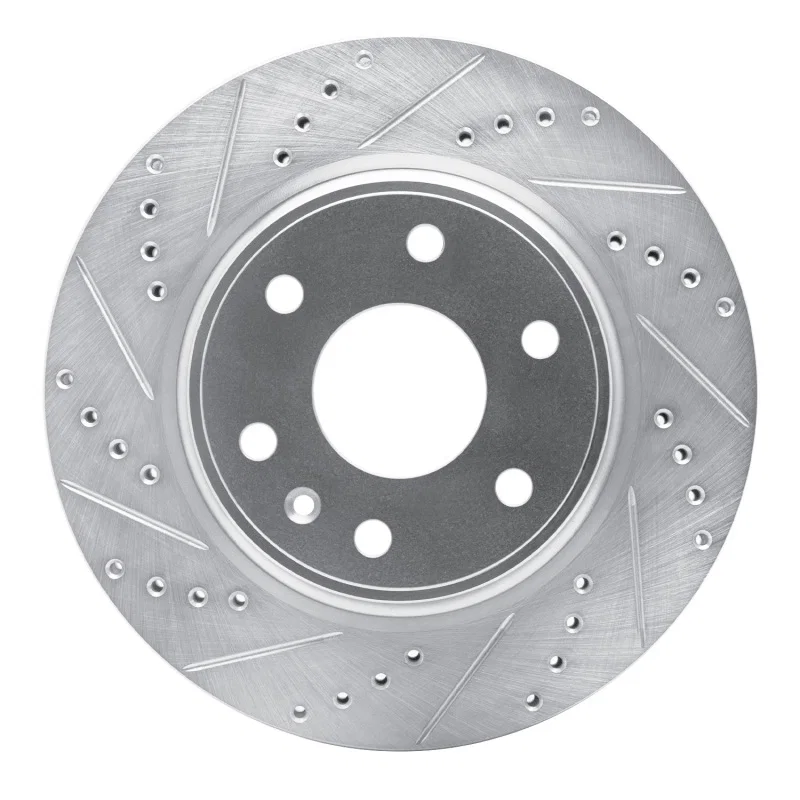 R1 Concepts 631-48054L, R1 07-17 Buick Enclave Front Left Drilled & Slotted Silver Brake Rotor