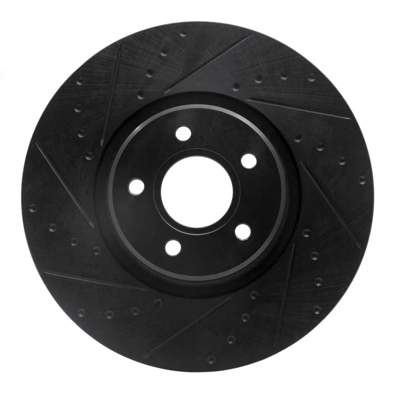 R1 Concepts 633-54070L, R1 04-19 Ford Focus Front Left Drilled & Slotted Black Brake Rotor