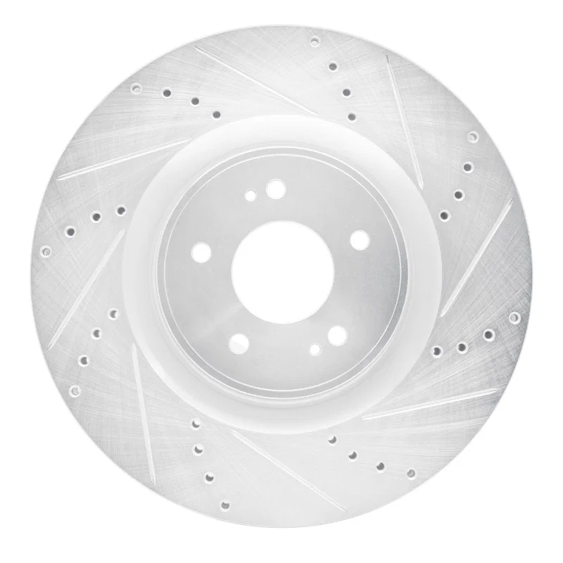 R1 Concepts 631-72043R, R1 08-15 Mitsubishi Lancer Front Right Drilled & Slotted Silver Brake Rotor
