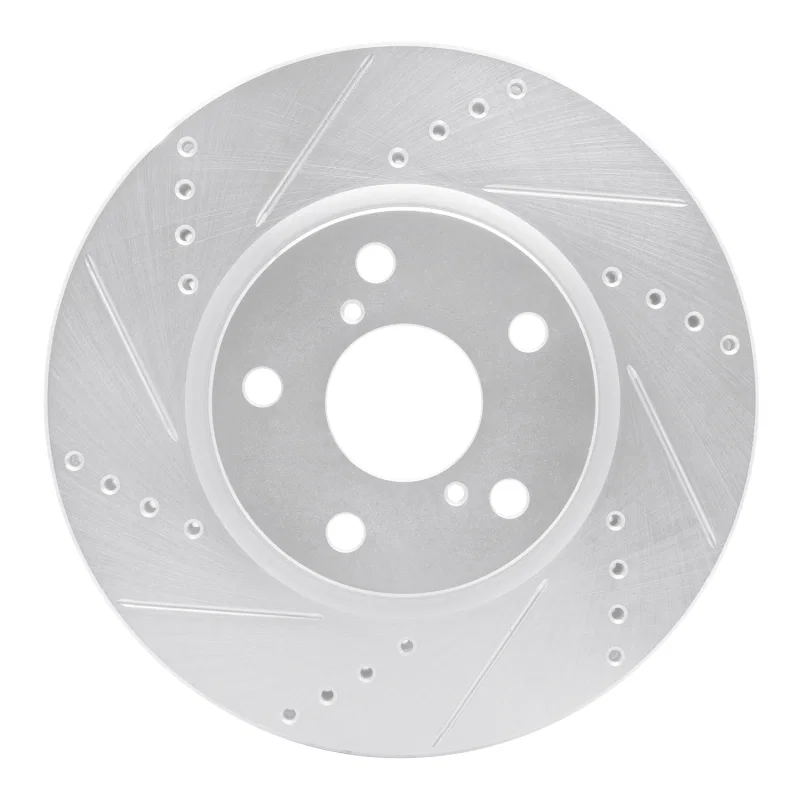 R1 Concepts 631-75014D, R1 06-15 Lexus IS250 Left Front Drilled & Slotted Silver Brake Rotor