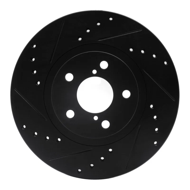 R1 Concepts 633-13009L, R1 90-16 Saab 9-2X Front Left Drilled & Slotted Black Brake Rotor
