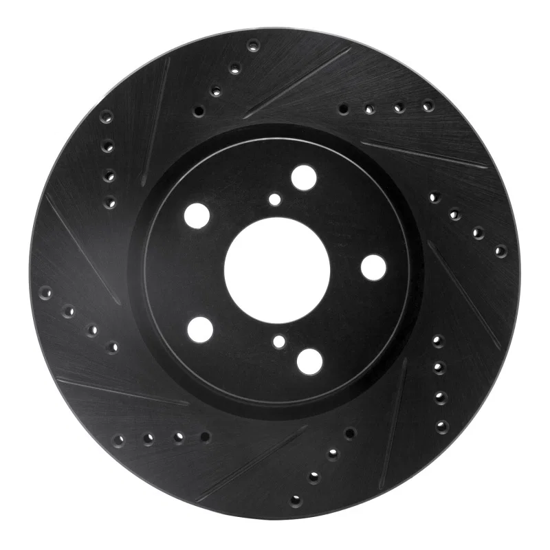 R1 Concepts 633-40129D, R1 21-23 Dodge CHALLENGER Right Front Drilled & Slotted Black Brake Rotor