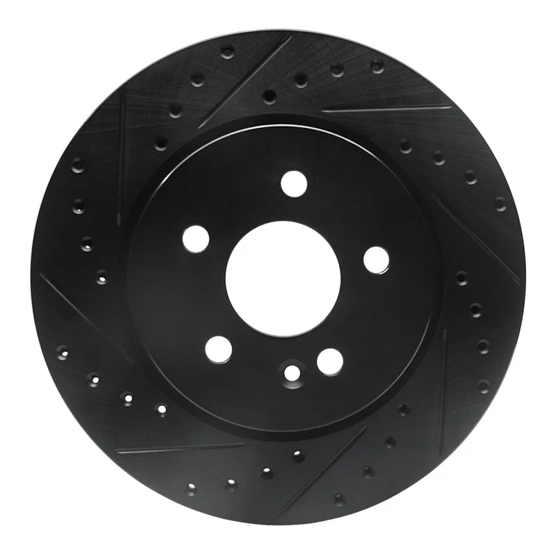 R1 Concepts 633-63122L, R1 98-05 Mercedes-Benz ML320 Front Left Drilled & Slotted Black Brake Rotor
