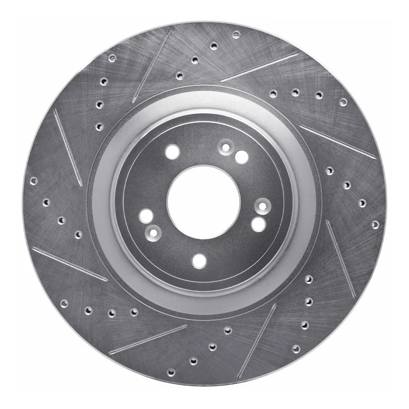 R1 Concepts 631-03057L, R1 18-20 Genesis G80 Front Left Drilled & Slotted Silver Brake Rotor