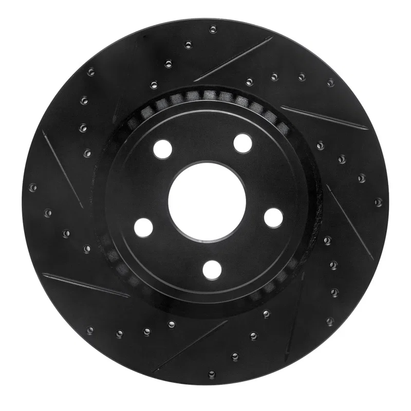 R1 Concepts 633-42007L, R1 11-25 Dodge Durango Front Left Drilled & Slotted Black Brake Rotor