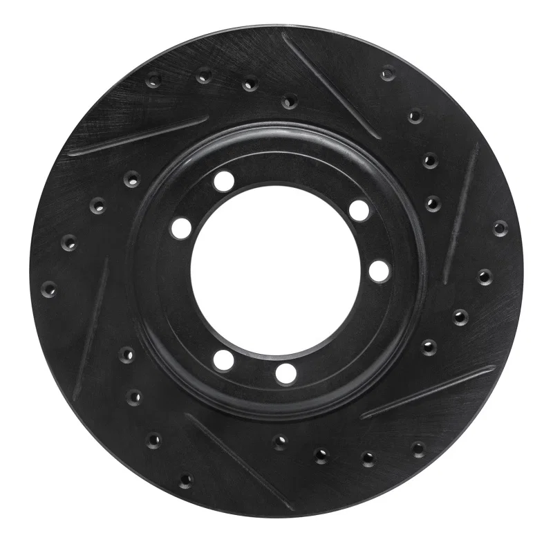 R1 Concepts 633-44000R, R1 92-04 Hummer H1 Front/Rear Right Drilled & Slotted Black Brake Rotor