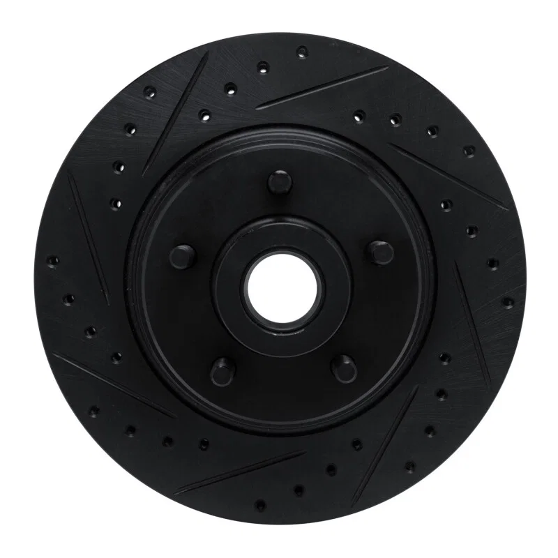 R1 Concepts 633-39027L, R1 74-84 Chrysler Imperial Front Left Drilled & Slotted Black Brake Rotor