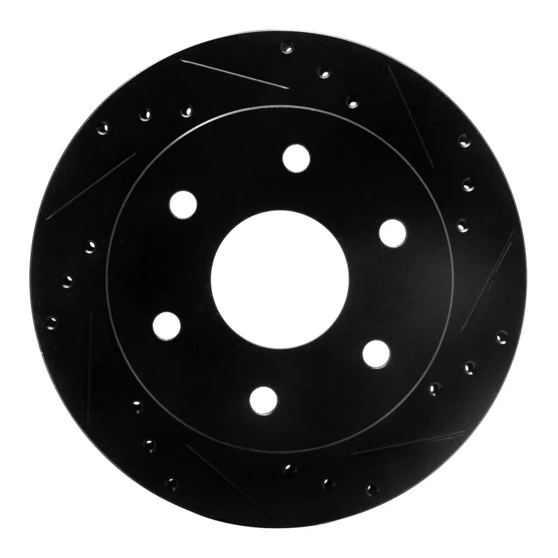 R1 Concepts 633-48007R, R1 1988-1991 Chevrolet K1500 Front Right Drilled & Slotted Black Brake Rotor