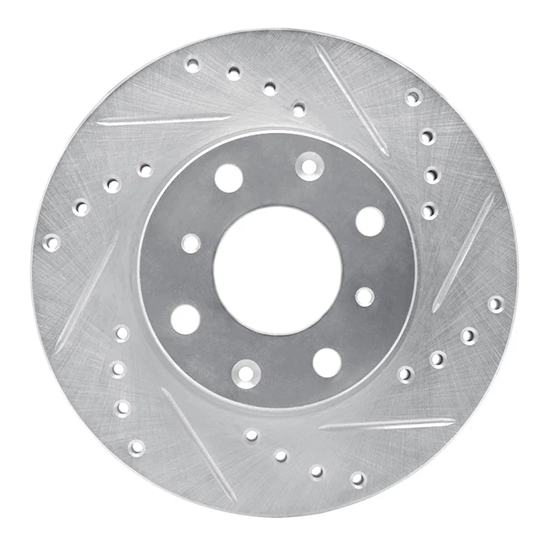 R1 Concepts 631-59012R, R1 86-91 Acura Integra Front Right Drilled & Slotted Silver Brake Rotor