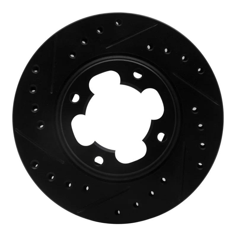 R1 Concepts 633-13002L, R1 87-94 Subaru Justy Front Left Drilled & Slotted Black Brake Rotor
