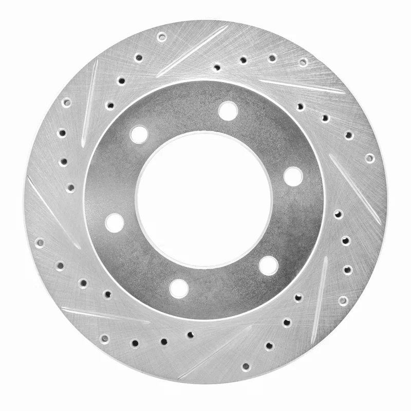 R1 Concepts 631-37010L, R1 01-04 Honda Passport Front Left Drilled & Slotted Silver Brake Rotor