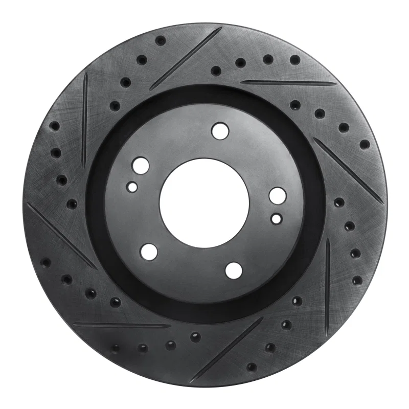R1 Concepts 633-72061L, R1 05-22 Mitsubishi Outlander PHEV Front Left Drilled & Slotted Black Brake Rotor
