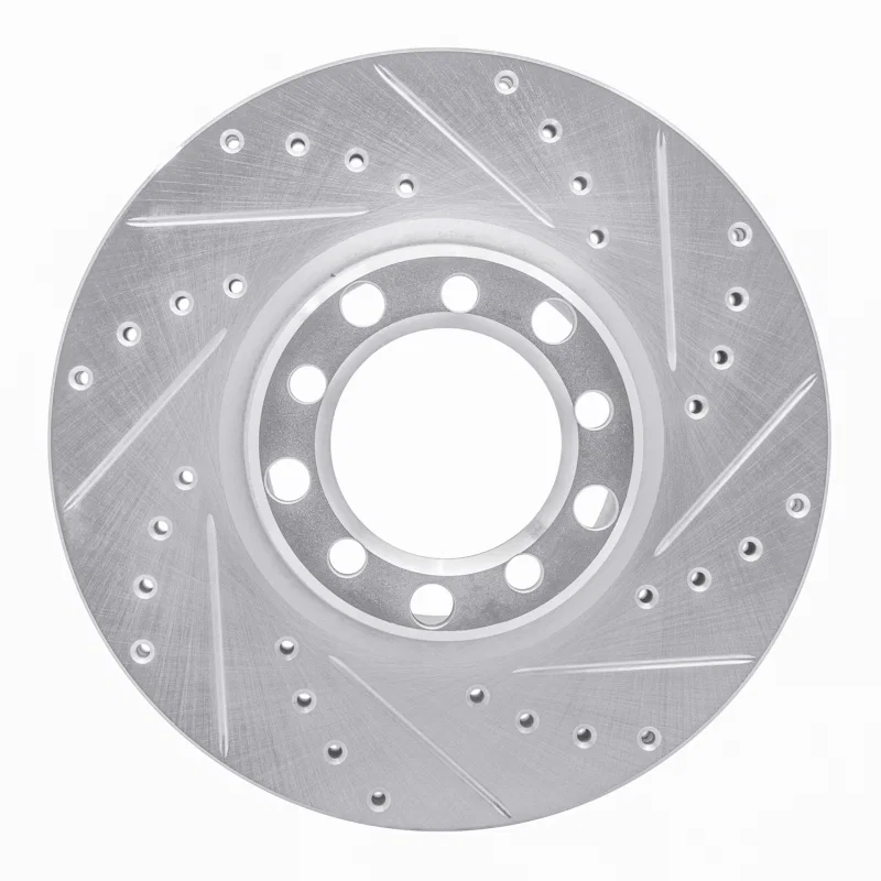 R1 Concepts 631-63007R, R1 82-85 Mercedes-Benz 380SEC Front Right Drilled & Slotted Silver Brake Rotor