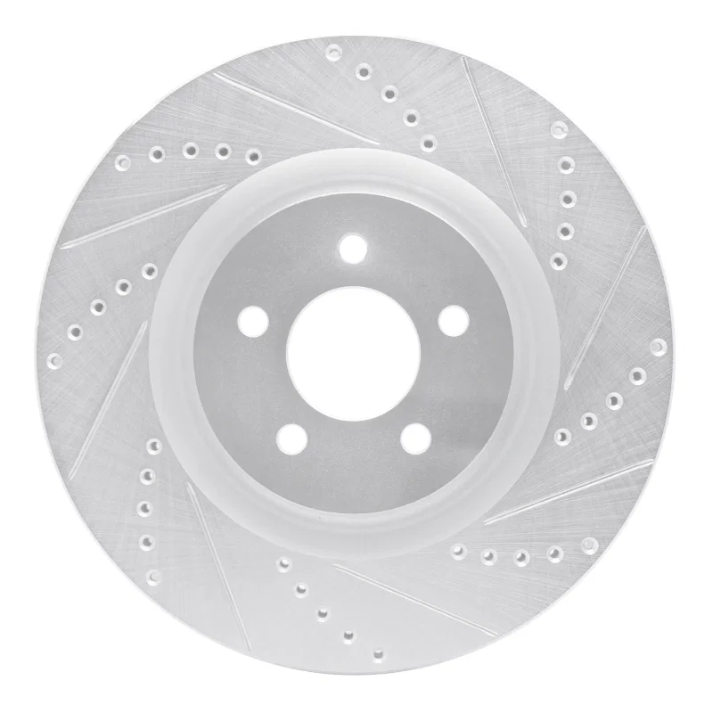 R1 Concepts 631-54060R, R1 07-14 Ford Mustang Front Right Drilled & Slotted Silver Brake Rotor
