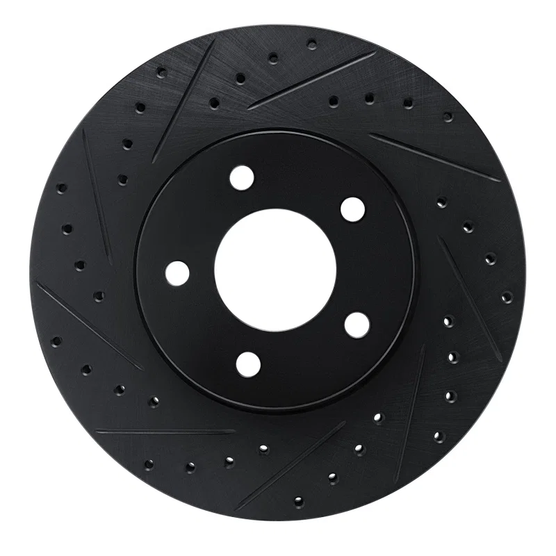 R1 Concepts 633-47067L, R1 01-07 Buick Rendezvous Front Left Drilled & Slotted Black Brake Rotor