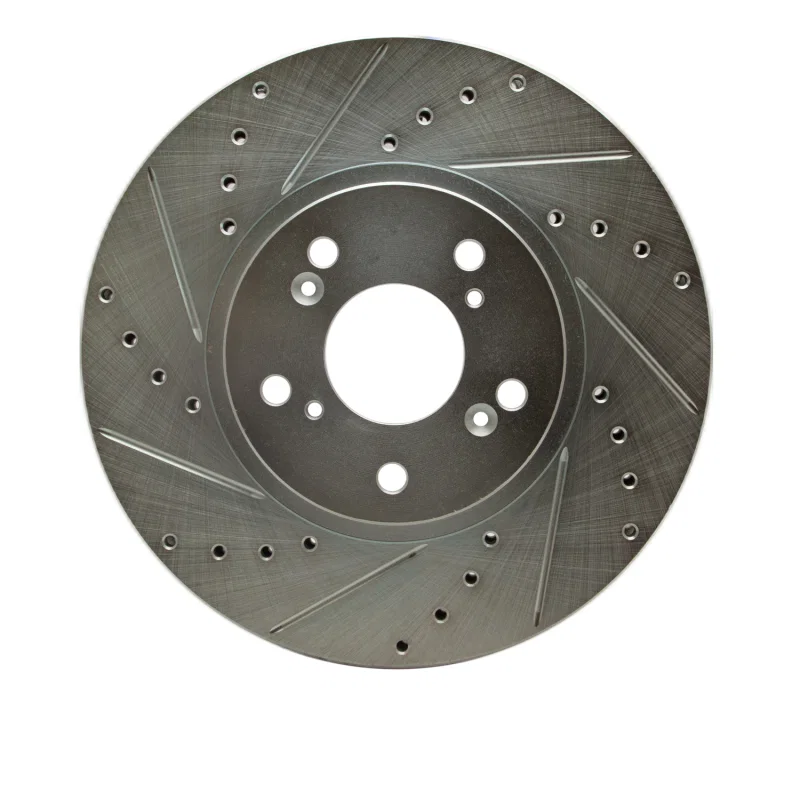 R1 Concepts 631-58020L, R1 04-08 Acura TL Front Left Drilled & Slotted Silver Brake Rotor