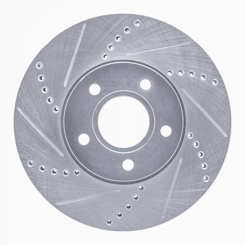 R1 Concepts 631-54067L, R1 12-18 Ford Focus Front Left Drilled & Slotted Silver Brake Rotor