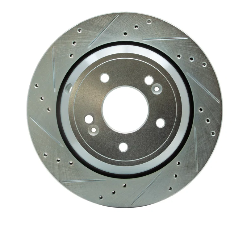 R1 Concepts 631-03035L, R1 11-17 Hyundai Equus Rear Left Drilled & Slotted Silver Brake Rotor