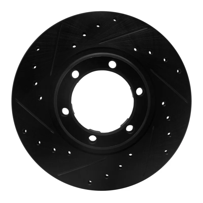 R1 Concepts 633-72051L, R1 87-89 Dodge Raider Front Left Drilled & Slotted Black Brake Rotor