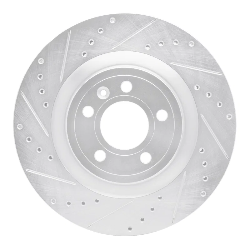 R1 Concepts 631-54065L, R1 11-14 Ford Mustang Front Left Drilled & Slotted Silver Brake Rotor