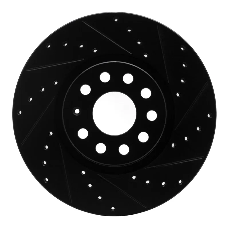 R1 Concepts 633-74053R, R1 2005-2025 Audi A3 Quattro Front Right Drilled & Slotted Black Brake Rotor
