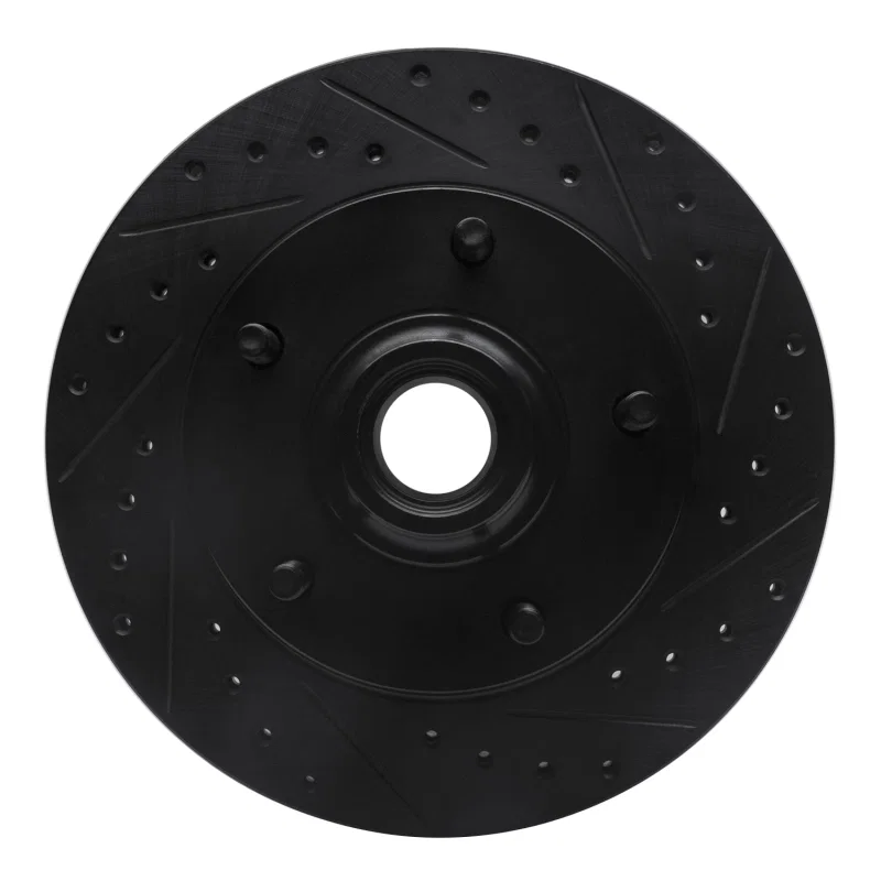 R1 Concepts 633-54097R, R1 73-93 Ford E-100 Econoline Front Right Drilled & Slotted Black Brake Rotor