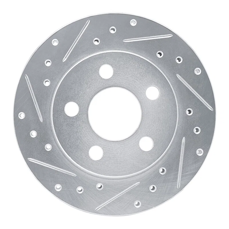 R1 Concepts 631-40004L, R1 85-89 Dodge SHADOW Front Left Drilled & Slotted Silver Brake Rotor