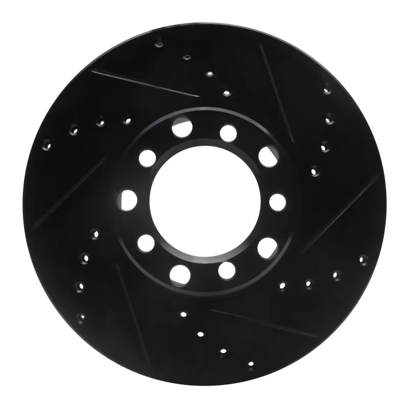 R1 Concepts 633-63009R, R1 72-80 Mercedes-Benz 280SEL Front Right Drilled & Slotted Black Brake Rotor