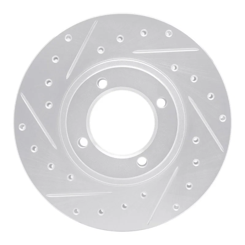 R1 Concepts 631-76103L, R1 86-89 Toyota Van Wagon Front Left Drilled & Slotted Silver Brake Rotor
