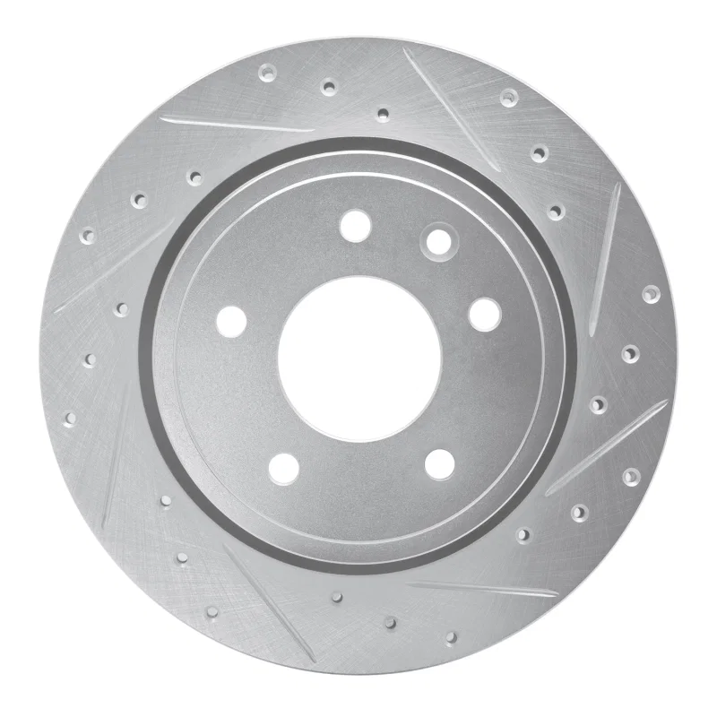 R1 Concepts 631-20009R, R1 1995-2006 Jaguar XJS Rear Right Drilled & Slotted Silver Brake Rotor