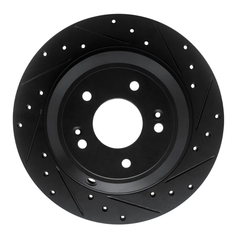 R1 Concepts 633-21041R, R1 18-23 Genesis G70 Rear Right Drilled & Slotted Black Brake Rotor