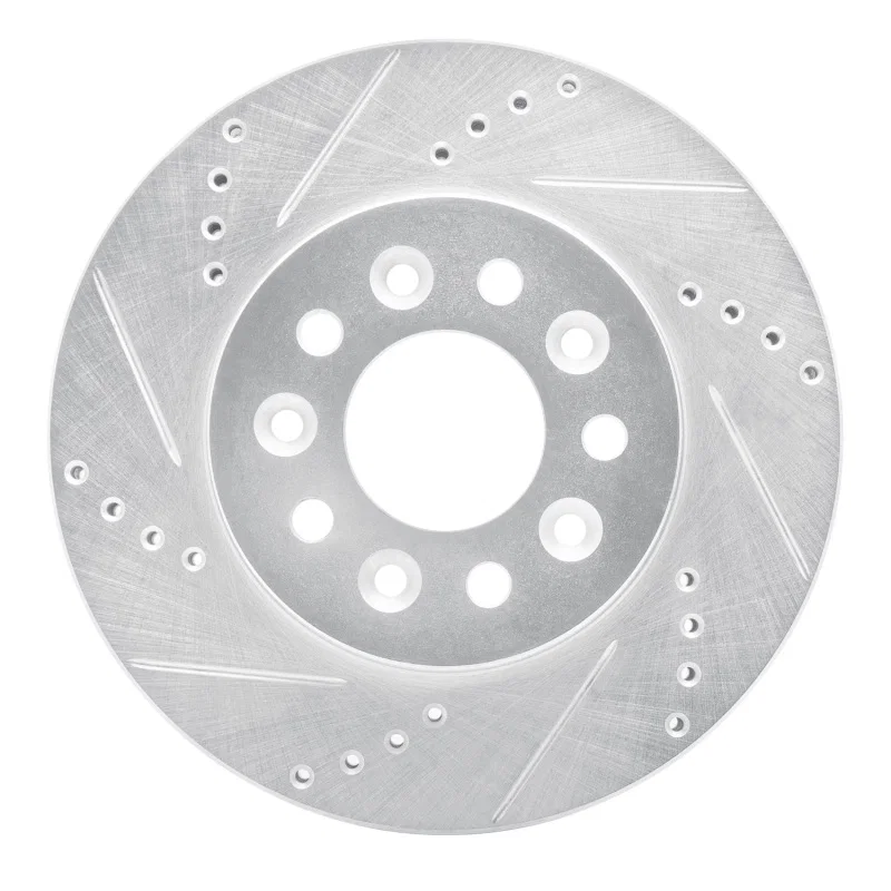R1 Concepts 631-54086L, R1 04-07 Ford Freestar Front Left Drilled & Slotted Silver Brake Rotor